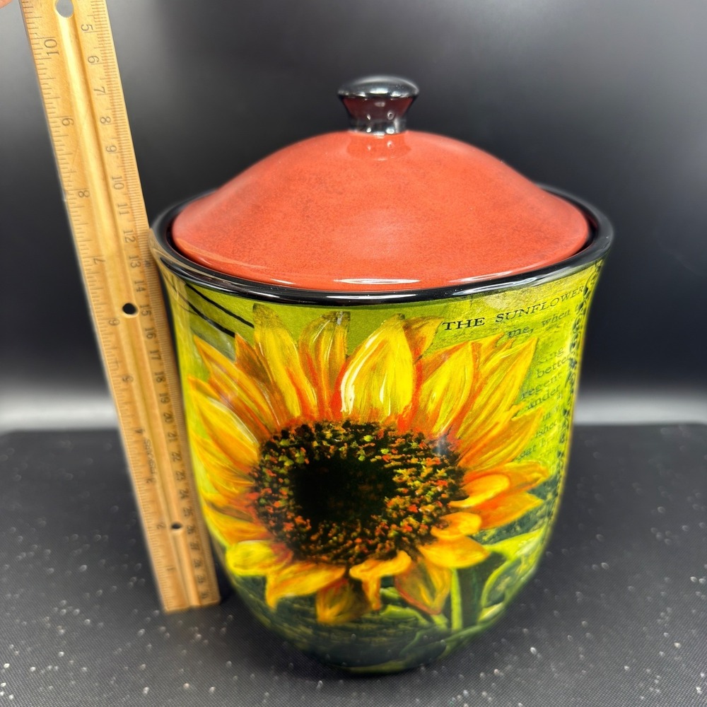 Certified International Lori Siebert Sunflower Bee Ceramic Canister Jar La Fleur - Picture 2 of 14